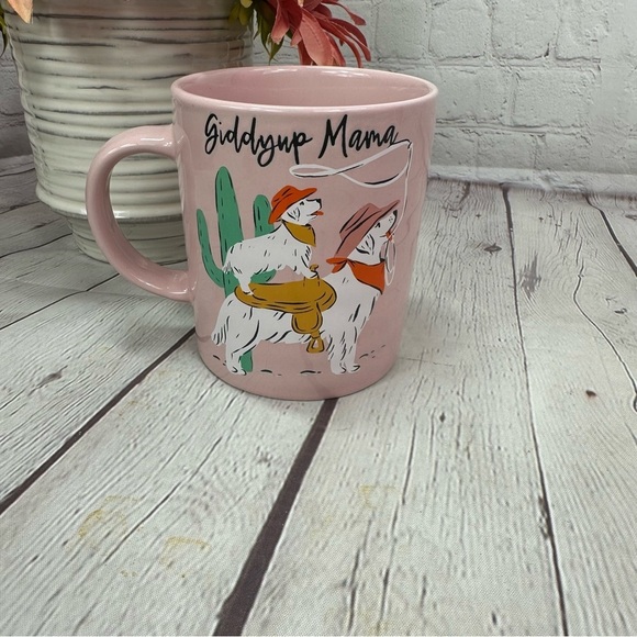 NWT prima design Giddyup Mama Pink Mug western cowgirl cactus saddle lasso - Picture 4 of 5